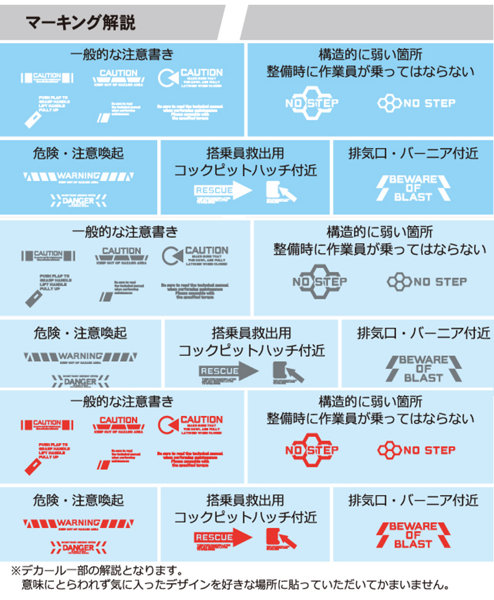 ロボデカール 注意書きマーク グレー