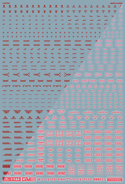 1/144 GMコーションデカールNo.5「アヴィエーション・英語＃1」レッド＆ネオンレッド