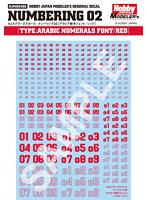 HJモデラーズデカール ナンバリング02［レッド］