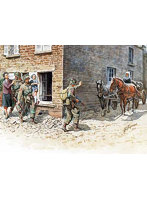 MB35078 1/35 フランス1944年・米降下兵3体＋民間人3体＋馬車