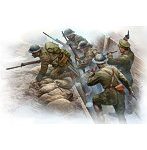 MB35114 1/35 英・歩兵部隊5体-アタック出撃WW-I-塹壕ミニジオラマ付