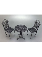 1/12 アイアンテーブル＆チェアー 薔薇デザイン