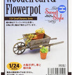 1/24 木製手押し車と植木鉢