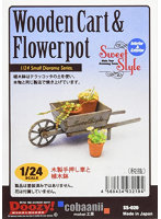 1/24 木製手押し車と植木鉢