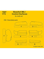 72CM7507 1/72 ブリストル・ボーフォートMk.I用動翼セット・エアフィクス