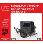 48CM8070 1/48 独・8kw発電機（Flak Sw-36）用＆Sd.Ah.51